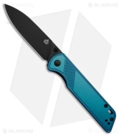 QSP Parrot V2 Liner Lock Knife Blue Aluminum (3.25" Black)
