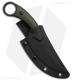 QSP Viper Fixed Blade Knife OD Green G-10 (4" Black Stonewash) -Knife Craft Store QSP Viper Fixed Blade Knife OD Green G 10 4in Black SW BHQ 218049 td side large