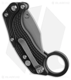 Reate Knives Reate EXO-K Gravity Karambit Button Lock Knife Black Aluminum (3.1" Stonewash) -Knife Craft Store Reate EXO K Gravity Karambit Button Lock Knife Black Aluminum 3in SW BHQ 183933 td side large