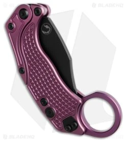 Reate Knives Reate EXO-K Gravity Karambit Button Lock Knife Purple Aluminum (3.1" Black) -Knife Craft Store Reate EXO K Gravity Karambit Button Lock Knife Purple Aluminum 3in Black BHQ 192736 td side large