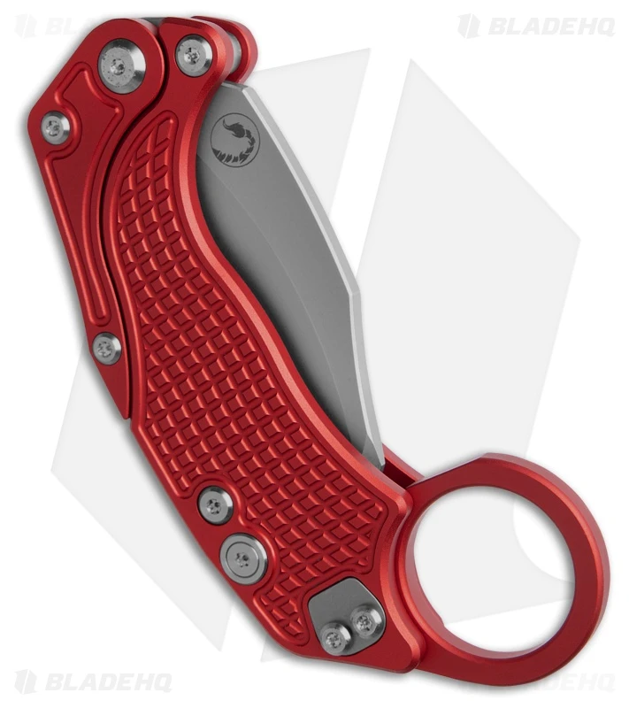 Reate Knives Reate EXO-K Gravity Karambit Button Lock Knife Red Aluminum (3.1" Stonewash) 4 Reate Knives Reate EXO-K Gravity Karambit Button Lock Knife Red Aluminum (3.1" Stonewash) - Image 4