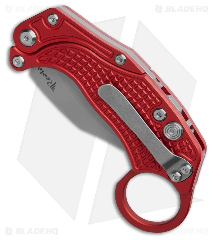Reate Knives Reate EXO-K Gravity Karambit Button Lock Knife Red Aluminum (3.1" Stonewash) 3 Reate Knives Reate EXO-K Gravity Karambit Button Lock Knife Red Aluminum (3.1" Stonewash) - Image 3