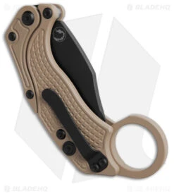 Reate Knives Reate EXO-K Gravity Karambit Button Lock Knife Tan Aluminum (3.1" Black PVD) -Knife Craft Store Reate EXO K Gravity Karambit Button Lock Knife Tan Aluminum 3in Black PVD BHQ 183935 td side large