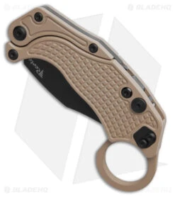Reate Knives Reate EXO-K Gravity Karambit Button Lock Knife Tan Aluminum (3.1" Black PVD) -Knife Craft Store Reate EXO K Gravity Karambit Button Lock Knife Tan Aluminum 3in Black PVD BHQ 183935 td spine large