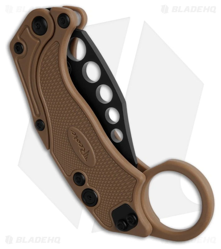 Reate Knives Reate EXO-K Gravity Karambit Button Lock Knife Tan Aluminum (3.1" Stonewash) 8 Reate Knives Reate EXO-K Gravity Karambit Button Lock Knife Tan Aluminum (3.1" Stonewash) - Image 8