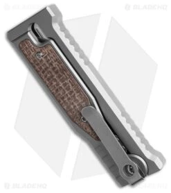 Reate Knives Reate EXO Mini Tanto Gravity Knife Titanium/Burlap Micarta (2.6" BB/SW) -Knife Craft Store Reate EXO Mini Tanto Gravity Knife Titanium Burlap Micarta 2.6in BB SW BHQ 190184 hd side large