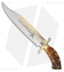 Rough Rider Don't Tread On Me Bowie Fixed Blade Knife Crown Stag (15.5" Satin)