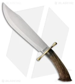 Rough Ryder Crown Stag Bowie Fixed Blade Knife Brown Stag (10.75" Satin)