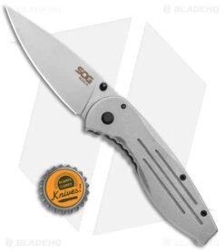 SOG Aegis Frame Lock Knife Stainless Steel (3.4" Stonewash) -Knife Craft Store SOG Aegis FL BHQ 113621 jr bottlecap large