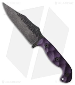 Stroup Knives TU1 Fixed Blade Knife Purple G-10 (4.5" Acid Wash)