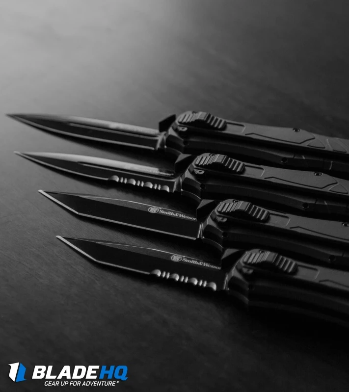 S&W M&P OTF Assist Finger Actuator Tanto Knife (3.2" Black Serr) 5 S&W M&P OTF Assist Finger Actuator Tanto Knife (3.2" Black Serr) - Image 5