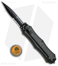 Smith & Wesson OTF Assist Finger Actuator Spear Point Knife (3.5" Black Serr) -Knife Craft Store Smith Wesson OTF Assist Finger Actuator Spear Point Black Serr SWOTF9BS BHQ 67475 jr bottlecap 2 large