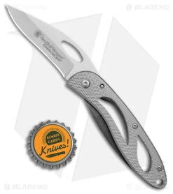 Smith & Wesson Extreme Ops Liner Lock Knife Silver Aluminum (2.75" Satin) -Knife Craft Store Smith and Wesson Extreme Ops LL Silver Aluminum Satin BHQ 174753 jr bottlecap large