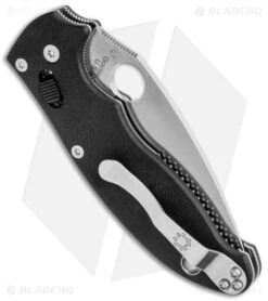 Spyderco Manix 2 Knife Black G-10 83mm (3.375" Matte Satin) C101GP2 -Knife Craft Store Spyderco Manix 2 Black G 10 Matte Satin C101GP2 BHQ 4387 jr side large