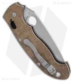Spyderco Manix 2 XL Brown Canvas Micarta (3.85" Satin CRU-WEAR) C95MPCW2 5 Spyderco Manix 2 XL Brown Canvas Micarta (3.85" Satin CRU-WEAR) C95MPCW2 -Knife Craft Store Spyderco Manix 2 XL Brown Canvas Micarta 3in Satin BHQ 191662 td side large