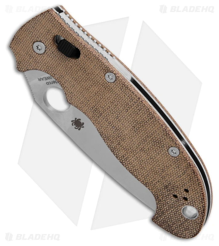 Spyderco Manix 2 XL Brown Canvas Micarta (3.85" Satin CRU-WEAR) C95MPCW2 2 Spyderco Manix 2 XL Brown Canvas Micarta (3.85" Satin CRU-WEAR) C95MPCW2 - Image 2