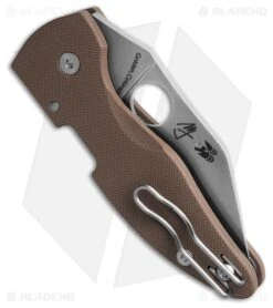 Spyderco MicroJimbo Compression Lock Knife Brown G-10 (2.5" Satin 15V ) -Knife Craft Store Spyderco MicroJimbo Compression Lock Knife Brown G 10 2in Satin BHQ 211355 td side large