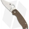 Spyderco Para 3 Knife Brown Canvas Micarta (3" Satin CPM CRU-WEAR) C223MPCW