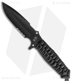TB Outdoor Maraudeur Fixed Blade Knife W/ Breaker Black Paracord (4.45" Black)