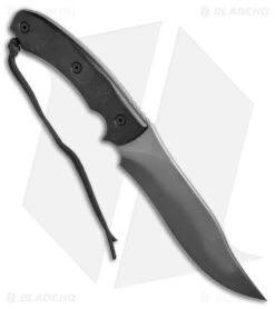 TOPS Knives Longhorn Bowie Fixed Blade Knife Black Micarta (6.75" Gray) -Knife Craft Store TOPS Knives Longhorn Bowie fixed blade black micarta gray BHQ 63669 er side large