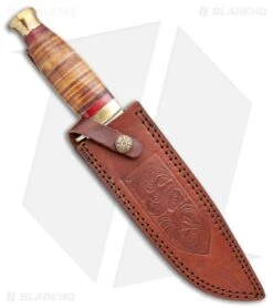 Tallen Master Hunter Bowie Fixed Blade Knife Leather (7.5" Satin) PA3385 -Knife Craft Store Tallen Master Hunter Bowie Leather Satin BHQ 85314 jr sheath large