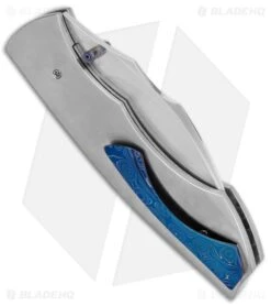 Tuch Titanium Liner Lock Knife Blue Pocket Clip (3.25" Satin) -Knife Craft Store Tuch SS LL Blue Pocket Clip Satin BHQ 81356 jr side large