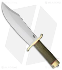 Bark River V-44 Bowie Fixed Blade Knife Green Canvas Micarta (9" Satin)