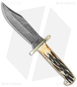 Bear And Son Damascus Baby Bowie India Stag Bone (3.5" Damascus) 500D1/2