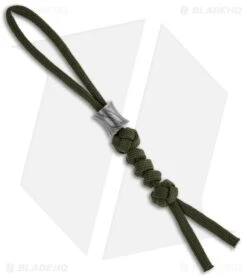 Tallen Concave Damascus Bead W/ OD Green Paracord Lanyard