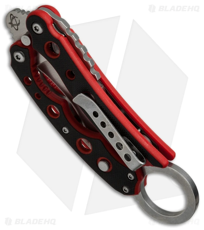 Mantis Vuja De Balisong Karambit Crossover Knife Black/Red G-10 (2" Satin) 2 Mantis Vuja De Balisong Karambit Crossover Knife Black/Red G-10 (2" Satin) - Image 2