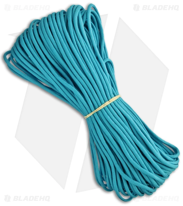 Neon Turquoise Nylon 550 Cord Braided Paracord 7-strand Core (100') USA 1 Neon Turquoise Nylon 550 Cord Braided Paracord 7-strand Core (100') USA